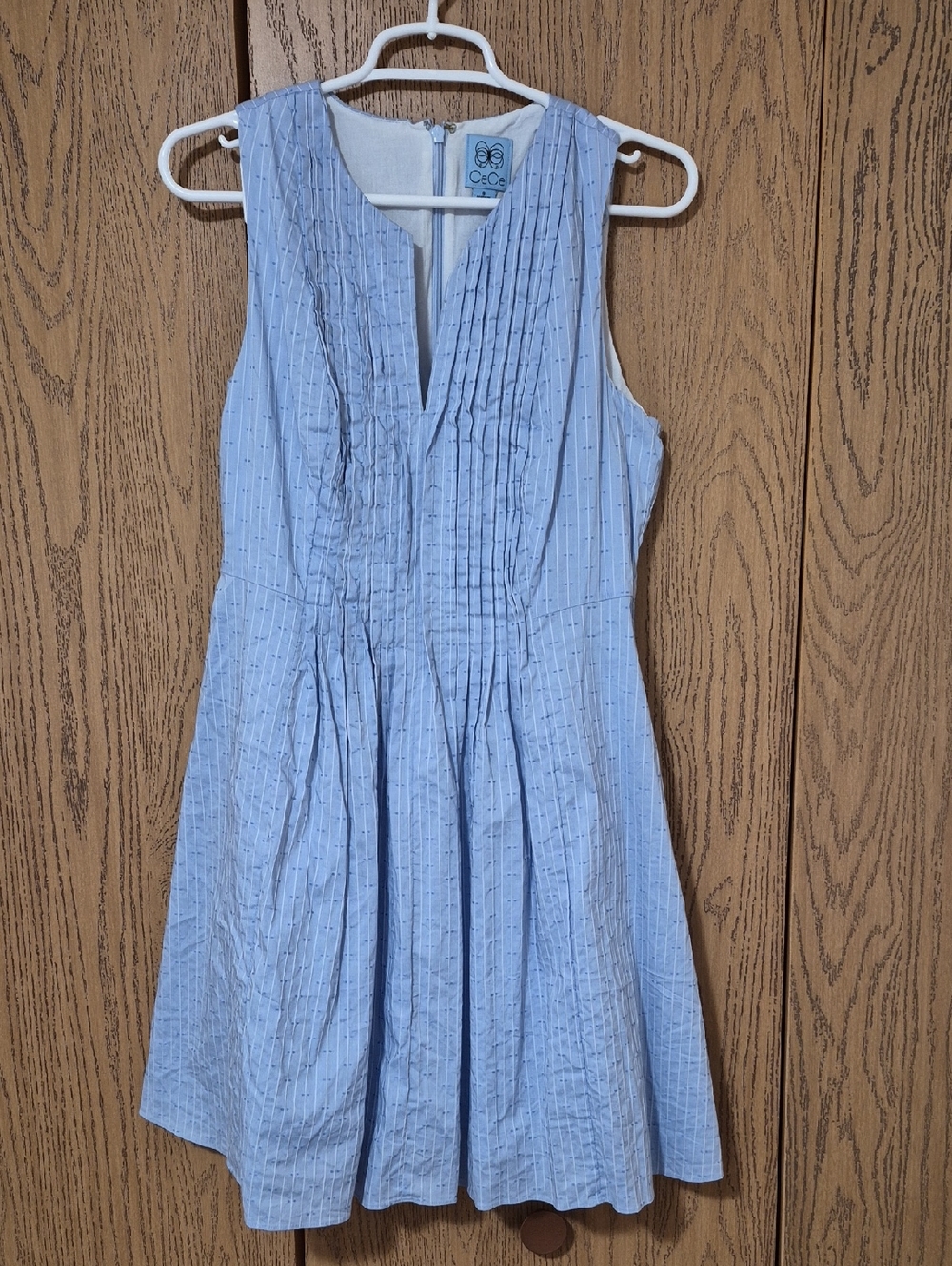 CeCe Light Blue Sleeveless Pleated A‑Line Dress Size 8